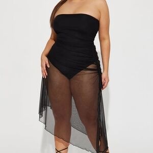 Fashion Nova Black Strapless Midi Dress